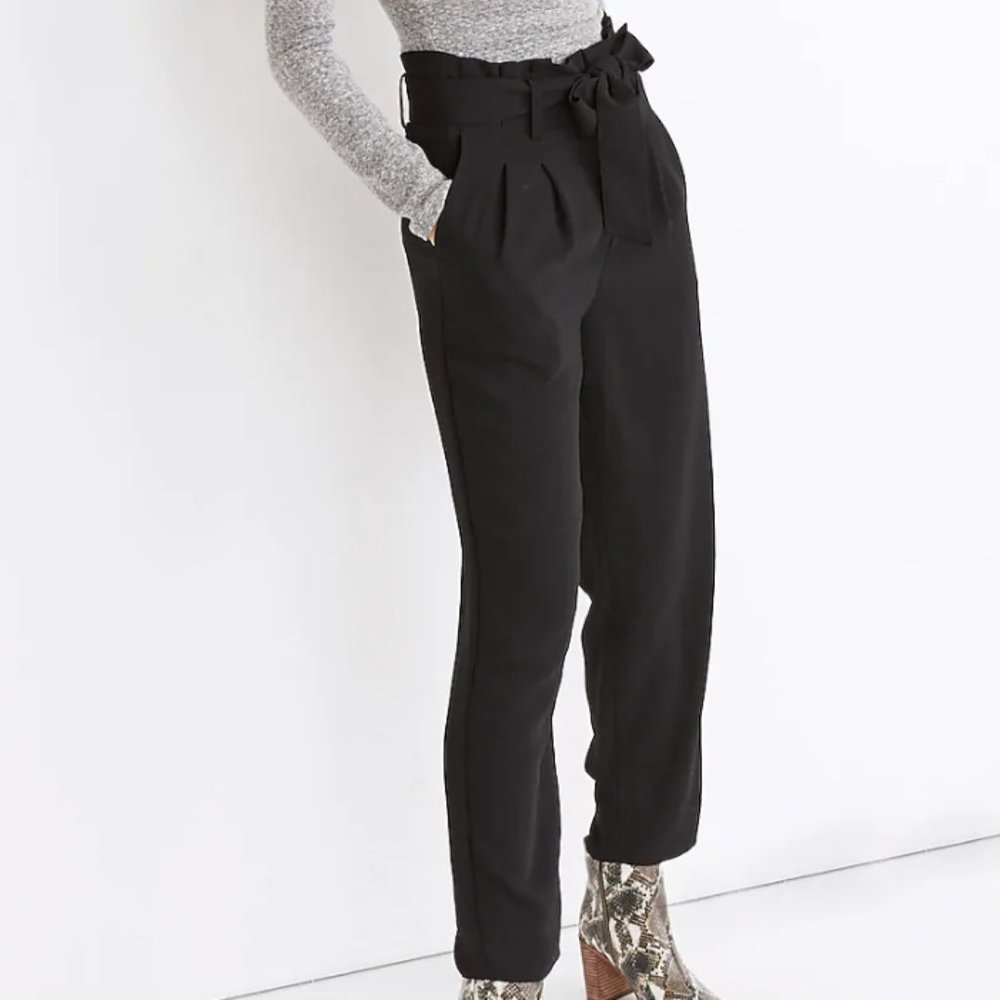 Madewell Drapey Paperbag Pants Cropped Tie Belt Size 0 Wide Leg Trouser